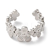 Rack Plating Brass Flower Open Cuff Rings for Women RJEW-S242-01P-B-2