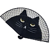 Cat Pattern Bamboo with Satin Folding Fan WOCR-PW0005-01A-01-1