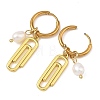 Natural Cultured Freshwater Pearl with Brass Hoop Earrings EJEW-JE07384-4