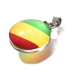 Flat Round 201 Stainless Steel Acrylic Pendants STAS-U036-01P-03-2