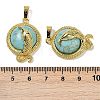 Synthetic Turquoise Flat Round Shaped Brass Pendants KK-F887-03G-28-3