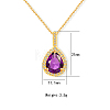 Rhinestone Teardrop Pendant Necklace with Stainless Steel Chains YL8274-3