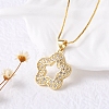 Brass Micro Pave Clear Cubic Zirconia Pendant Necklaces for Women NJEW-D305-03G-04-1