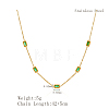 Elegant 304 Stainless Steel Pave Rectangle Green Cubic Zirconia Link Chain Necklaces for Women FB8248-2-4