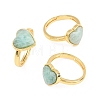 Natural Amazonite Finger Rings with Brass Findings G-H353-03G-03-5