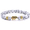 Ethnic Style Antique Golden Tone Alloy Elephant & Round Natural Howlite Beaded Stretch Bracelets for Women Men QP2163-2-1