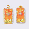 Rack Plating Brass Micro Pave Clear Cubic Zirconia Pendants X-KK-D073-24G-03-1