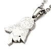 Non-Tarnish 304 Stainless Steel Heart Cupid Pendant Necklaces for Women NJEW-A012-01P-1