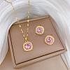 Brass Micro Pave Cubic Zirconia Pendant Necklace & Stud Earrings WG7AC39-90-1