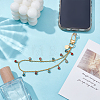 201 Stainless Steel Rhinestone Flat Round Charm Phone Hand Strap Chains HJEW-UN00079-2