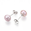 Pearl Ball Stud Earrings EJEW-Q701-01B-02-1