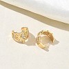 C-Shaped with Rhombus Brass Micro Pave Clear Cubic Zirconia Cuff Earrings EJEW-L316-01G-03-3