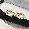 Brass Clear Cubic Zirconia Hoop Earrings EJEW-Q014-21G-4