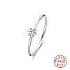 Flat Round 925 Sterling Silver Micro Pave Clear Cubic Zirconia Finger Rings FS-WGE1F50-01-2