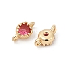 Brass Cubic Zirconia Flat Round Connector Charms KK-H204-02KCG-05-2