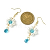 Shell Pearl with Glass Dangle Earring EJEW-JE05931-02-3