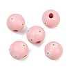 Printed Wood European Beads WOOD-G029-07-2