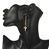Natural Amber & Abalone Shell/Paua Shell Beads Dangle Earrings EJEW-JE07315-03-2