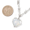 Opalite Heart Pendant Alloy Barbed Wire Link Chain Necklaces for Women NJEW-JN05614-3