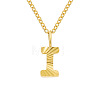 Personalized Stainless Steel Textured Alphabet Initial Pendant Necklaces for Women Men RF0956-9-1