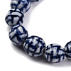 Handmade Blue and White Porcelain Beads Strands PORC-I027-03B-3