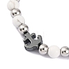 Natural Howlite & Synthetic Magnetic Hematite Anchor Beaded Bracelet BJEW-P339-01P-07-2