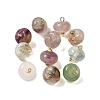 Natural Fluorite Rondelle Charms with Rack Plating Brass Loops G-G110-05A-01-1