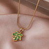 Vintage 304 Stainless Steel Enamel Maple Leaf Pendant Necklaces for Women YM5382-2