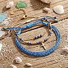 3Pcs Adjustable Natural Lapis Lazuli Beaded Braided Bracelet Sets IL6512-3-4