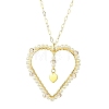 Glass & Plastic Imitation Pearl Love Heart Pendant Necklaces NJEW-JN04988-1