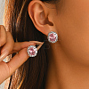 Brass Micro Pave Cubic Zirconia Oval Stud Earrings for Women LC6425-2-2