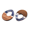 Transparent Resin & Walnut Wood Pendants RESI-ZX017-47-2