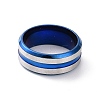 Two Tone 201 Stainless Steel Grooved Line Finger Ring for Women RJEW-I089-41BUP-3