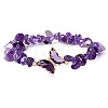 Fashionable Natural Amethyst Chips Beaded Bracelets TI6720-1-1
