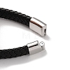 Men's Braided Black PU Leather Cord Bracelets BJEW-K243-32AS-4