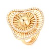 Brass Micro Pave Clear Cubic Zirconia Cuff Ring Components KK-G551-06G-1