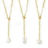 Adjustable Natural Baroque Keshi Pearl Tassel 304 Stainless Steel Cable Chain Lariat Necklaces for Women NJEW-JN06212-2