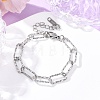 304 Stainless Steel Paperclip Chain Bracelets for Women Men BJEW-A048-01P-1