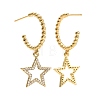 C-Shape with Star Cubic Zirconia Dangle Stud Earrings EJEW-E167-06G-2