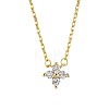 Brass Pave Clear Zirconia Pendant 4 Leaf Clover Pendant Necklaces for Women WG76B9A-01-2