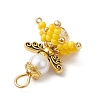 Handmade Nylon Wired Glass Beaded Pendants with Alloy Beads and Glass Pearl Beads PALLOY-MZ00511-01-4