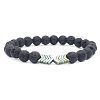 Natural Lava Rock & Electroplated Synthetic Non-magnetic Hematite Beads Stretch Bracelets GE0373-3-1