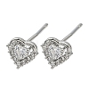 Brass Micro Pave Clear Cubic Zirconia Stud Earrings for Women EJEW-F403-04P-4