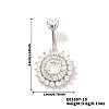 Chic Flower Brass Full Crystal Rhinestone Curved Barbell Belly Button Rings with Shiny Delicate Design YW9589-10-1