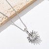 304 Stainless Steel Sunflower Pendant Box Chain Necklaces for Women NJEW-R011-01P-3