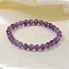 Natural Amethyst Bead Stretch Bracelets X-BJEW-K212-A-034-3