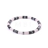 Bohemian Natural Rose Quartz & Platinum Synthetic Non-magnetic Hematite Beaded Stretch Bracelets for Women LS-NY1304-1-1