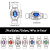 14Pcs 7 Colors Silver Plated Brass Rhinestone Connector Charms RB-CA0001-06-2