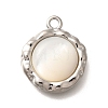 Brass Pave Natural White Shell Pendants KK-B127-10P-1