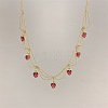 Brass Pave Cubic Zirconia Heart Pendant Bib Necklaces for Women FS-WGB563A-02-1